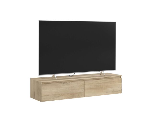 Mueble TV Suspendido 138 cm Erebus de Salón Estilo Natural en color Roble Kronberg con 2 Cajones