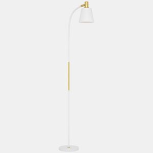HOMCOM Candeeiro de Pé LED Candeeiro de Pé para Sala de Estar com Altura Ajustável Ecrã Interruptor Basculante para Sala de Estar Escritório Quarto 49x21x127-160 cm Branco e Dourado