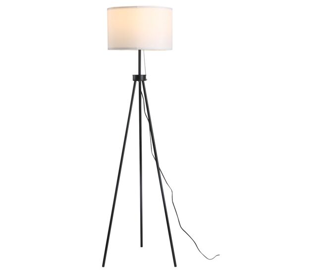 Homcom lámpara de pie moderna lámpara de pie salón con pantalla redonda trípode y casquillo e27 lámpara para dormitorio sala de estar blanco y negro