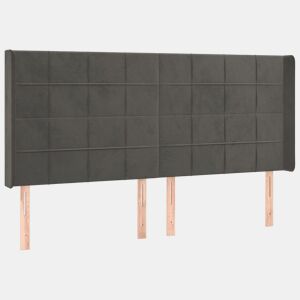 vidaXL Cabeceira cama c abas veludo 163x16x118128 cm cinzento-escuro