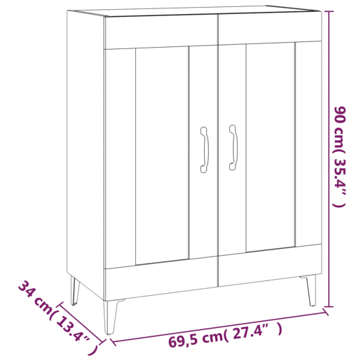 vidaXL Aparador 69,5x34x90 cm madeira processada branco brilhante vidaXL Aparador 69,5x34x90 cm madeira processada branco brilhante
