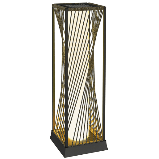 Outsunny Candeeiro de Jardim em Vime Sintético Candeeiro Solar com Luzes LED Ligação e Desligação Automática Impermeável para Exterior Varanda Pátio 22x22x77 cm Cinzento