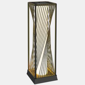 Outsunny Candeeiro de Jardim em Vime Sintético Candeeiro Solar com Luzes LED Ligação e Desligação Automática Impermeável para Exterior Varanda Pátio 22x22x77 cm Cinzento