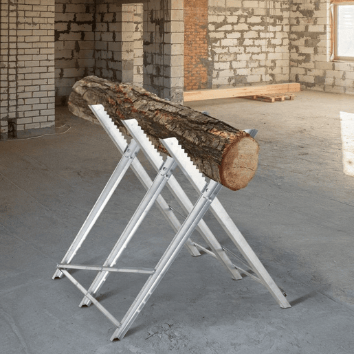DURHAND Cavalete para Serrar Dobrável com Altura Ajustável Cavalete com Estrutura Triangular de Metal Suporte para Lenha Carga100 kg 83x83x79 cm Prata