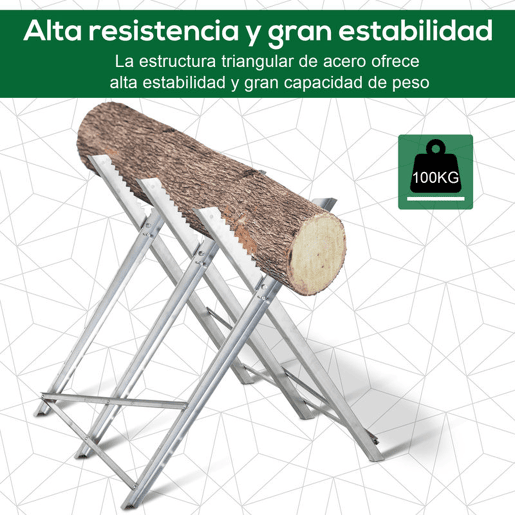 DURHAND Cavalete para Serrar Dobrável com Altura Ajustável Cavalete com Estrutura Triangular de Metal Suporte para Lenha Carga100 kg 83x83x79 cm Prata