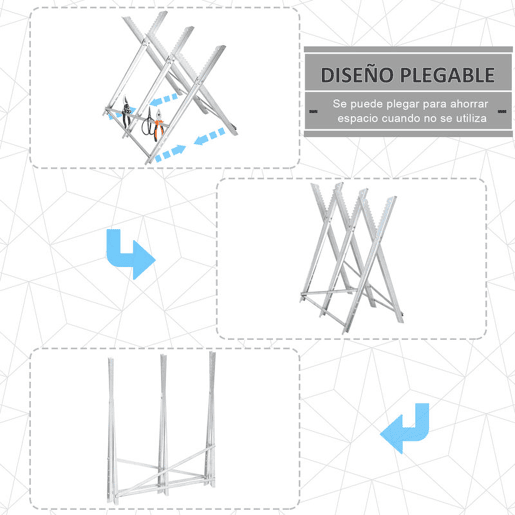 DURHAND Cavalete para Serrar Dobrável com Altura Ajustável Cavalete com Estrutura Triangular de Metal Suporte para Lenha Carga100 kg 83x83x79 cm Prata