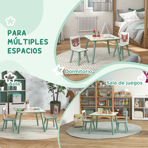 ZONEKIZ Conjunto para Crianças Inclui 1 Mesa com 2 Cadeiras Infantis e 1 Cavalete 3 em 1 com Cestos de Armazenamento Desenho de Animais para Dormitório Sala de Jogos Verde ZONEKIZ Conjunto para Crianças Inclui 1 Mesa com 2 Cadeiras Infantis e 1 Cavalete 3 em 1 com Cestos de Armazenamento Desenho de Animais para Dormitório Sala de Jogos Verde