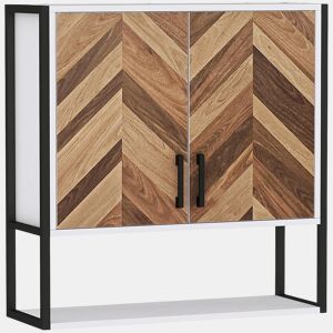HOMCOM Armário de Parede para Casa de Banho Móvel Casa de Banho de Parede Armário Suspenso de Arrumação com 2 Portas Prateleiras Ajustáveis e Prateleira Aberta 59x20x60 cm Branco e Madeira