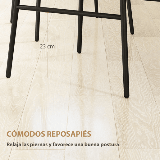 HOMCOM Conjunto de 2 Bancos Altos de Cozinha Bancos de Bar com Encosto e Assento em Vime Sintético Carga 120 kg Bancos de Bar Modernos para Cozinha Sala de Jantar 43x56x101 cm Marrom Claro
