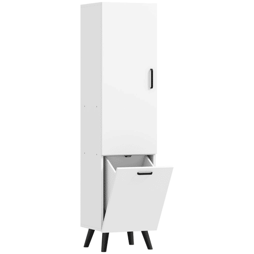 HOMCOM Coluna Casa de Banho Armário Alto Casa de Banho Estreito com 2 Portas e Prateleiras Móvel para Sala de Estar Cozinha 35x31,5x144 cm Branco