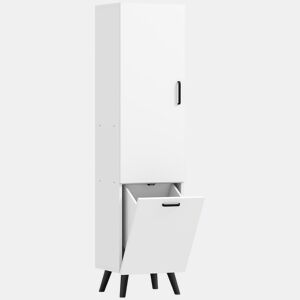 HOMCOM Coluna Casa de Banho Armário Alto Casa de Banho Estreito com 2 Portas e Prateleiras Móvel para Sala de Estar Cozinha 35x31,5x144 cm Branco