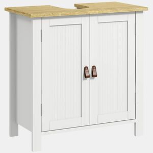 kleankin Móvel para Lavatório Pousar Móvel para Lavatório em Pé com 2 Portas 2 Puxadores e Prateleira Ajustável sem Lavatório 60x30x60 cm Branco