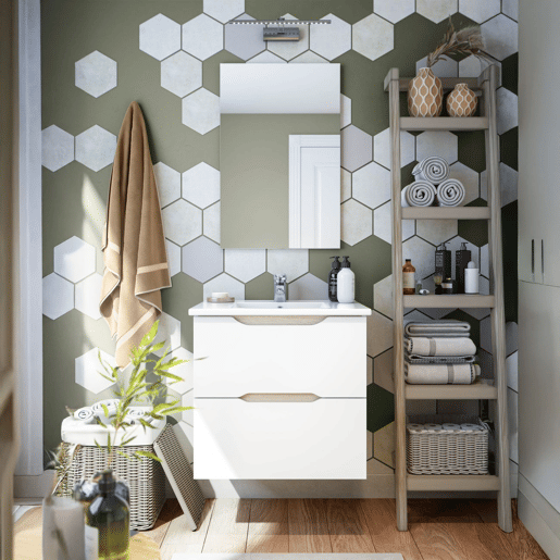 Conjunto de casa de banho com lavatório de cerâmica Nexa Branco - Carvalho 60 x 57 x 45 cm
