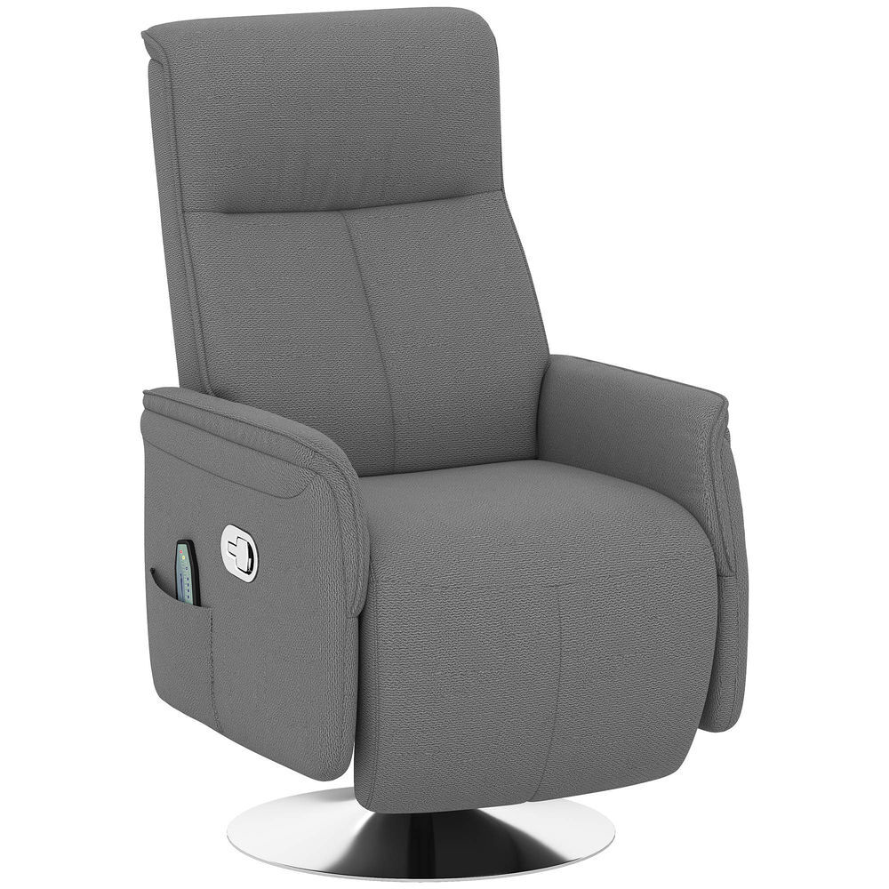 Homcom sillón relax reclinable con reposapiés sillón de masaje con 10 puntos de masaje giratorio 360° mando a distancia butaca reclinable para salón oficina gris