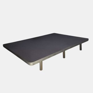 Base Estofada 150x190 cm para Quarto 3D Estilo Contemporâneo em Cinza Antracite com 5 Reforços Transversais (COM 6 Pés)