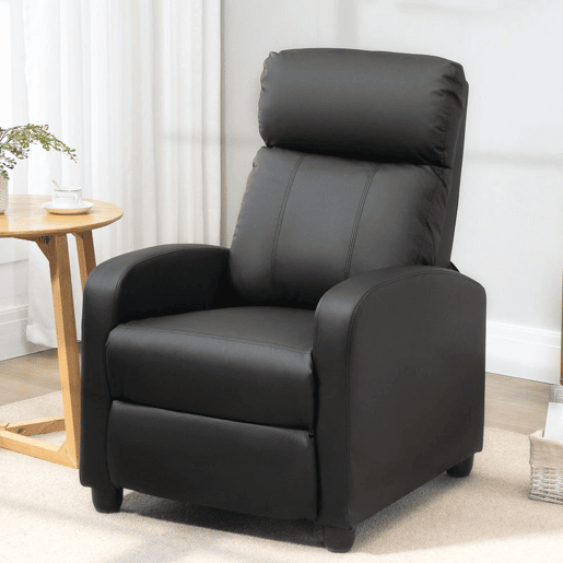 HOMCOM Poltrona de Massagem Poltrona Relax Reclinável com 2 Zonas de Massagem 8 Programas 5 Níveis de Intensidade e Controlo Remoto Estofada em PU 68x88x98 cm Preto