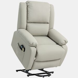 HOMCOM Poltrona Relax Levanta Pessoas Elétrica Poltrona com 8 Pontos de Massagem Poltrona Elétrica Reclinável com Função de Aquecimento 2 Controlos Remotos e Bolso Lateral Cinza Claro