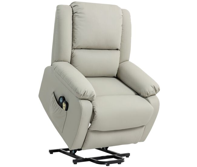 Homcom sillón relax reclinable eléctrico levanta personas sillón elevador con 8 punto de masaje calor lumbar 2 controles remotos reposapiés tela