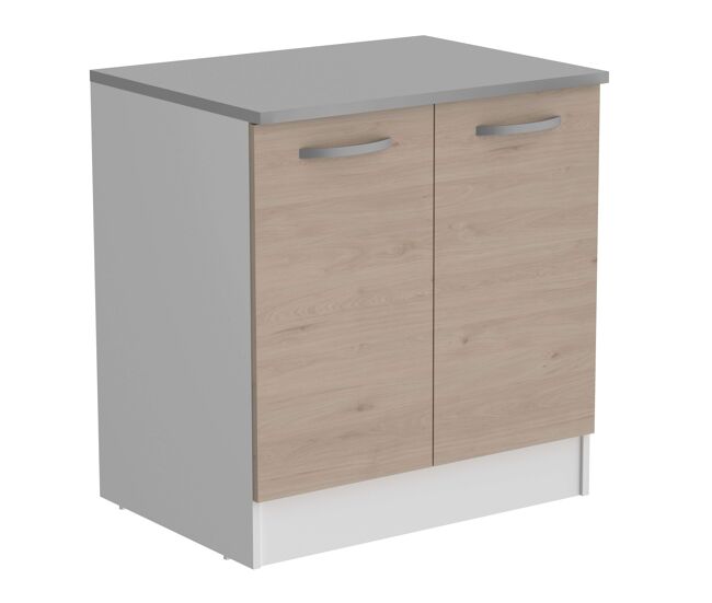 Pack de muebles de cocina eko estilo moderno en color blanco mate y roble jackson con módulos fregadero campana y horno