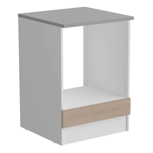 Pacote de móveis de cozinha Eko Modern Style em branco fosco e carvalho Jackson com módulos de pia, coifa e forno
