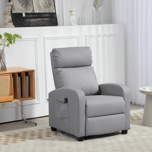 HOMCOM Poltrona de Massagem Poltrona Relax Reclinável com Controlo Remoto 2 Áreas de Massagem 8 Programas 5 Níveis de Intensidade Estofado em PU 68x88x98 cm Cinzento HOMCOM Poltrona de Massagem Poltrona Relax Reclinável com Controlo Remoto 2 Áreas de Massagem 8 Programas 5 Níveis de Intensidade Estofado em PU 68x88x98 cm Cinzento