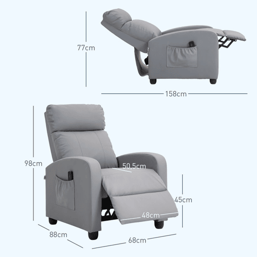 HOMCOM Poltrona de Massagem Poltrona Relax Reclinável com Controlo Remoto 2 Áreas de Massagem 8 Programas 5 Níveis de Intensidade Estofado em PU 68x88x98 cm Cinzento HOMCOM Poltrona de Massagem Poltrona Relax Reclinável com Controlo Remoto 2 Áreas de Massagem 8 Programas 5 Níveis de Intensidade Estofado em PU 68x88x98 cm Cinzento