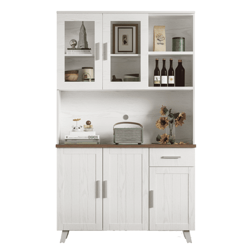 Armário de cozinha de painel de partículas com 5 portas e 1 gaveta,branco