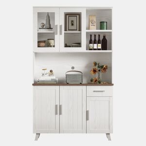 Armário de cozinha de painel de partículas com 5 portas e 1 gaveta,branco