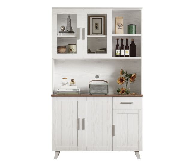 Armario de cocina de panel de partículas con 5 puertas,1 cajón y compartimento,blanco