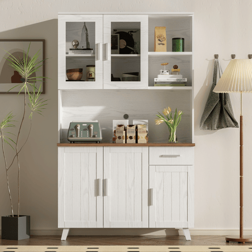 Armário de cozinha de painel de partículas com 5 portas e 1 gaveta,branco