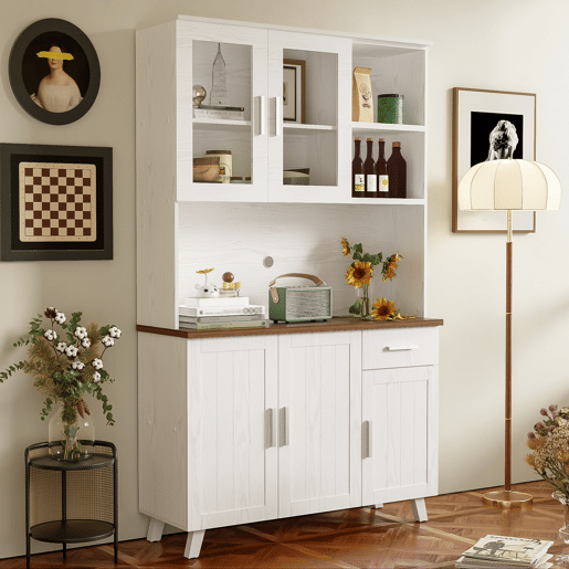 Armário de cozinha de painel de partículas com 5 portas e 1 gaveta,branco