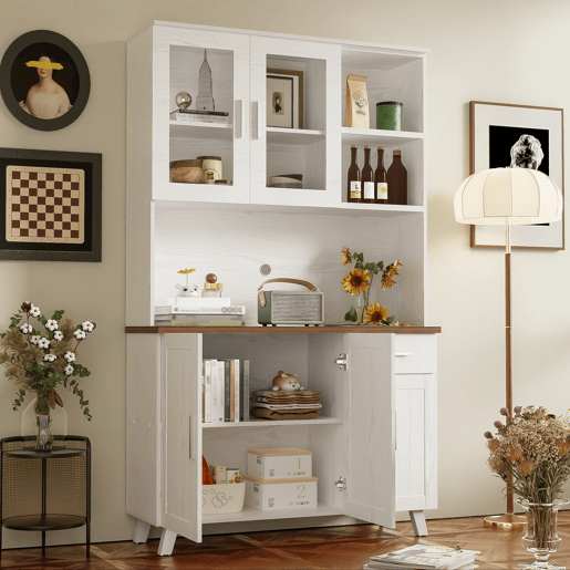 Armário de cozinha de painel de partículas com 5 portas e 1 gaveta,branco