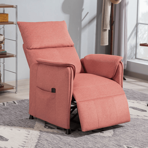 HOMCOM Poltrona Relax Reclinável Elétrica Poltrona Reclinável Silenciosa com Função Memória Apoio para Pés Controlo Remoto e Bolsos Laterais para Dormitório Sala de Estar 80x83x104 cm Laranja