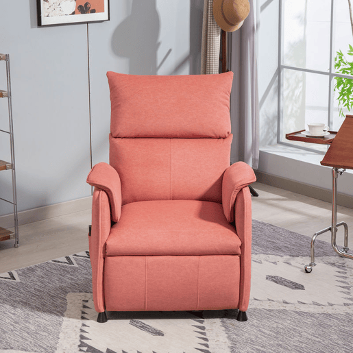 HOMCOM Poltrona Relax Reclinável Elétrica Poltrona Reclinável Silenciosa com Função Memória Apoio para Pés Controlo Remoto e Bolsos Laterais para Dormitório Sala de Estar 80x83x104 cm Laranja