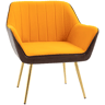 HOMCOM Poltrona de Sala de Estar Estofada em Couro Sintético e Veludo com Apoios para os Braços Pés Dourados e Estrutura de Aço Poltrona para Dormitório Carga 120 kg 64x62x72,5 cm Amarelo