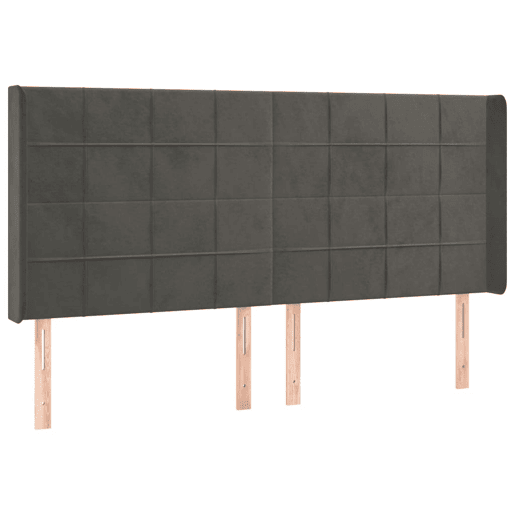 vidaXL Cabeceira cama c abas veludo 203x16x118128 cm cinzento-escuro