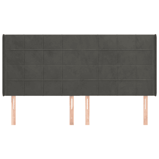vidaXL Cabeceira cama c abas veludo 203x16x118128 cm cinzento-escuro
