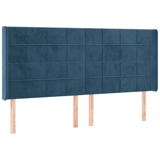 vidaXL Cabeceira cama c abas veludo 163x16x118128 cm azul-escuro