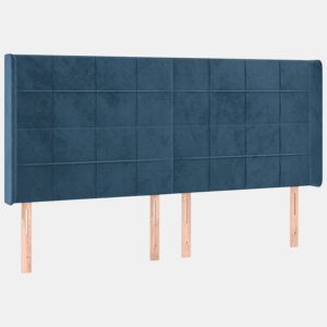 vidaXL Cabeceira cama c abas veludo 163x16x118128 cm azul-escuro