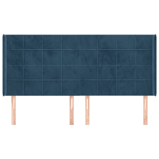 vidaXL Cabeceira cama c abas veludo 163x16x118128 cm azul-escuro