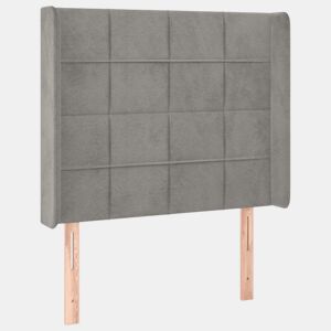 vidaXL Cabeceira cama c abas veludo 103x16x118128 cm cinzento-claro