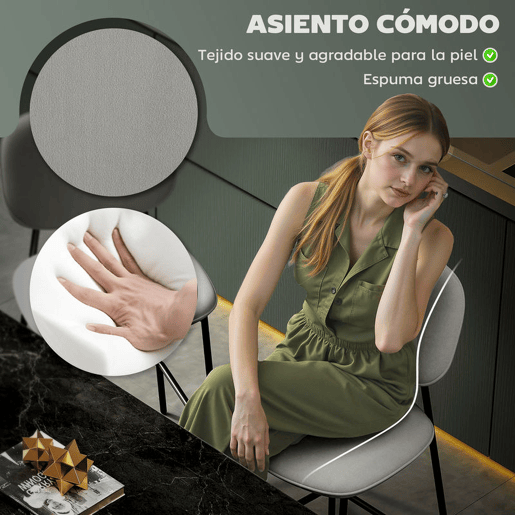 HOMCOM Conjunto de 2 Bancos de Bar Bancos Altos de Cozinha com Encosto e Apoio para os Pés Estofados em Veludo Estrutura de Aço Bancos Altos Modernos para Sala de Jantar Balcão 45x49x102 cm Cinza Claro