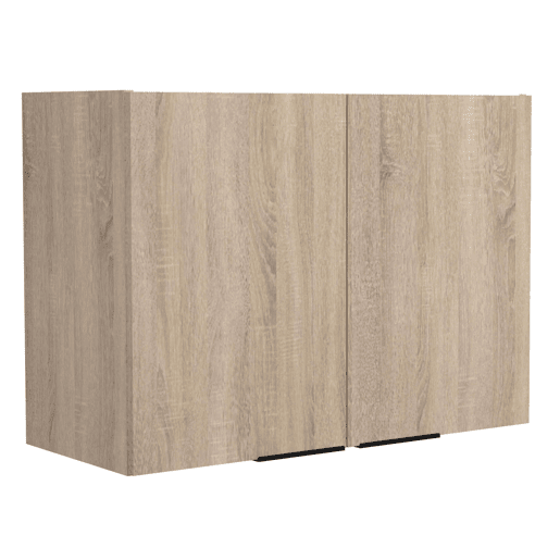 Módulo de Cozinha Arko Superior Estilo Industrial em Carvalho Bruto e Preto 2 Portas e 1 Prateleira Interna 80x58x36 cm