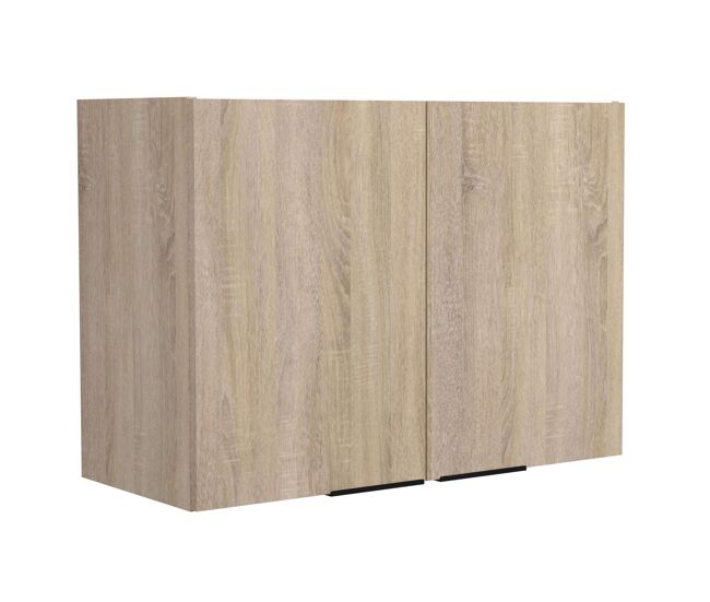 Módulo Cocina Arko Superior Estilo Industrial en Color Roble Áspero y Negro 2 Puerta y 1 Estante Interno 80x58x36 cm
