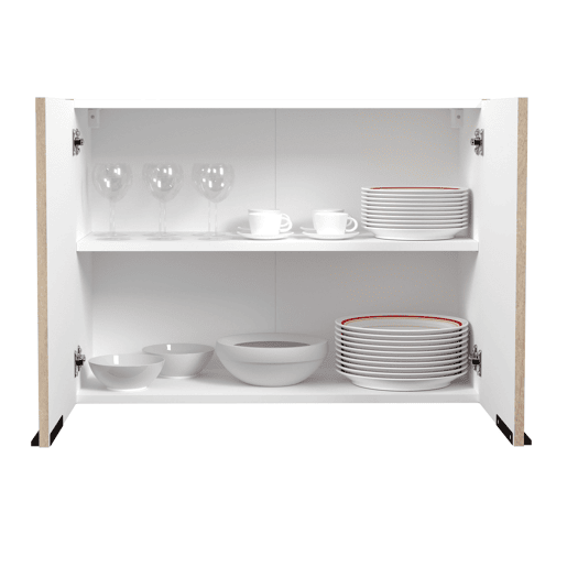 Módulo de Cozinha Arko Superior Estilo Industrial em Carvalho Bruto e Preto 2 Portas e 1 Prateleira Interna 80x58x36 cm