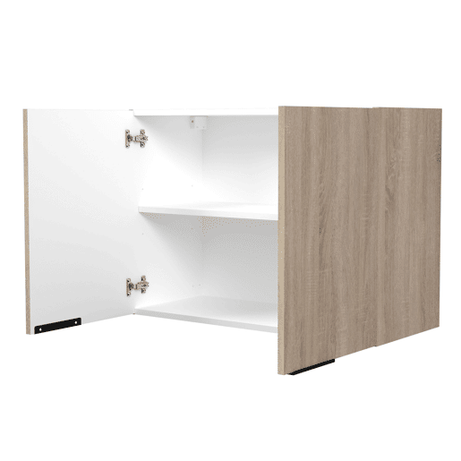 Módulo de Cozinha Arko Superior Estilo Industrial em Carvalho Bruto e Preto 2 Portas e 1 Prateleira Interna 80x58x36 cm