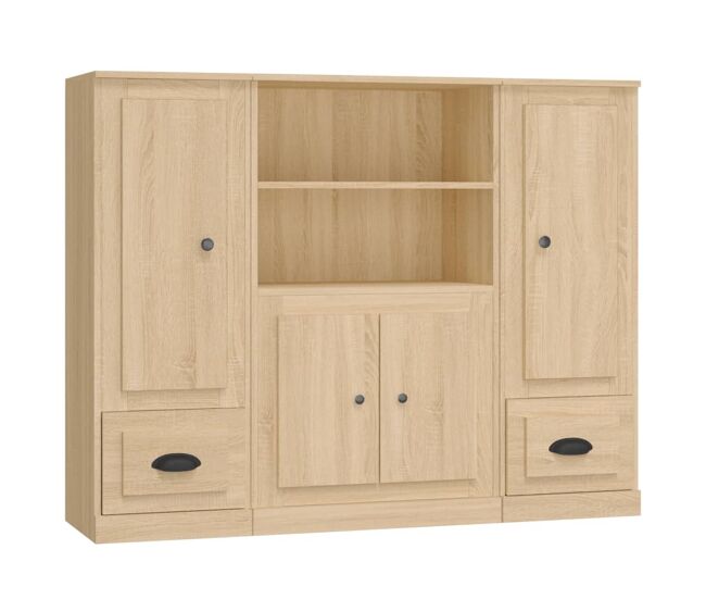 Vidaxl aparador alto 3 piezas madera contrachapada roble sonoma