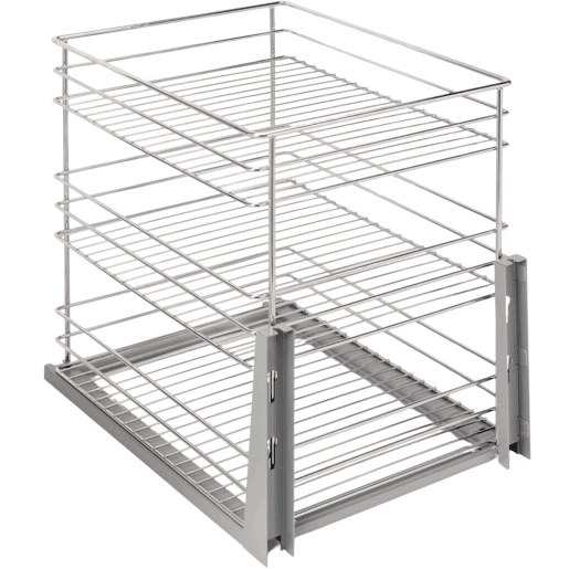 Carrinho Supra Extensível para Móvel Inferior de Cozinha em Cromado com Amortecimento 34,5x48,7x47 cm Metal-Plástico