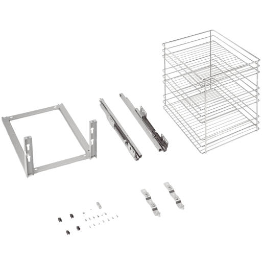 Carrinho Supra Extensível para Móvel Inferior de Cozinha em Cromado com Amortecimento 34,5x48,7x47 cm Metal-Plástico
