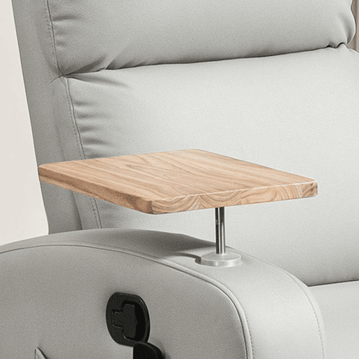 HOMCOM Poltrona de Massagem Poltrona Relax Elétrica com 4 Modos de Vibração Reclinação 145° Estofada em Microfibra Controlo Remoto Mesa 2 Bolsos Laterais e Suporte para Copos 77x93x105 cm Cinza